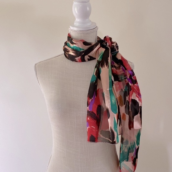 Satin stripe lightweight multi color paint 🎨 fashion scarf design silk feel - Picture 7 of 13